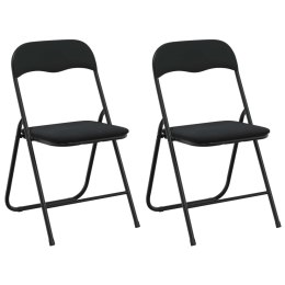 VidaXL Krzesło składane 2 pcs Czarny 48 x 44 x 78 cm Aksamit