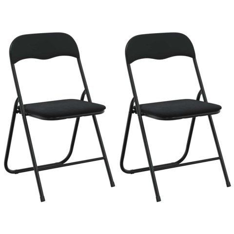 VidaXL Krzesło składane 2 pcs Czarny 48 x 44 x 78 cm Aksamit