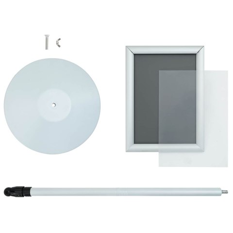 STOJAK NA PLAKATY SREBRNY 33X33X123CM PVC I STAL