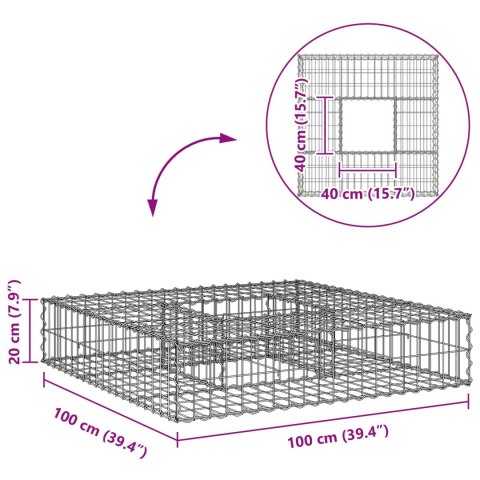 VidaXL Podniesione łóżko gabionowe Srebrny