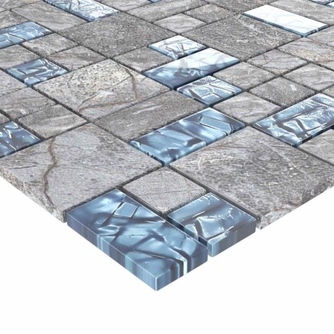 VidaXL Płytki mozaikowe 11 pcs Szary i Niebieski 50 x 50 cm Szkło