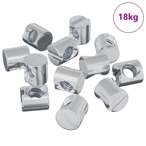 VidaXL Nakrętki Barrel 4500 pcs Srebrny M6 x 12 mm Metal