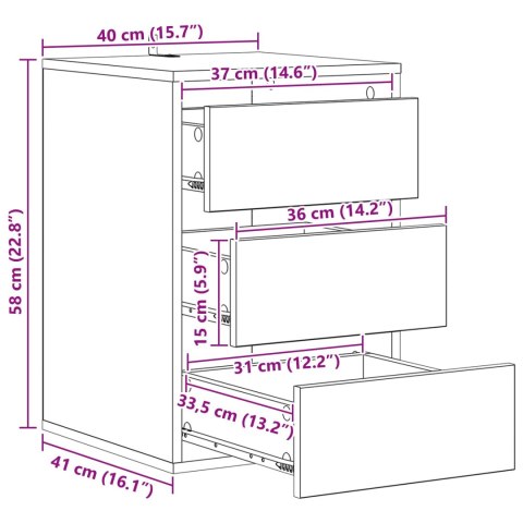 VidaXL Szafka z Szufladami z szufladą Czarny Dąb 41 x 40 x 58 cm