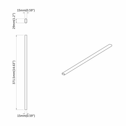 VidaXL Drążek do szafy 12 pcs Srebrny 371,5 x 15 x 29 mm