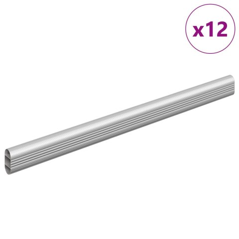 VidaXL Drążek do szafy 12 pcs Srebrny 464 x 15 x 29 mm Stop Aluminium