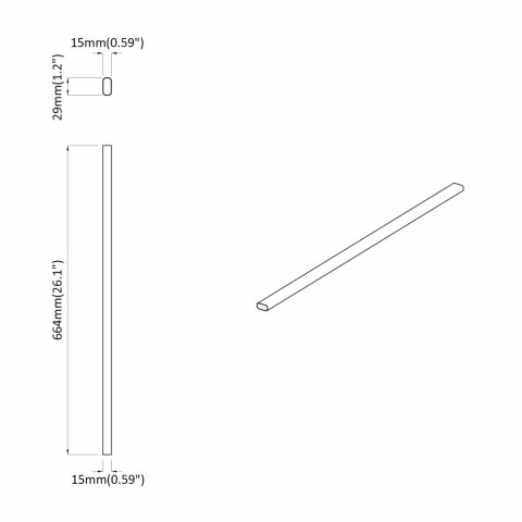 VidaXL Drążek do szafy 12 pcs Srebrny 664 x 15 x 29 mm Stop Aluminium