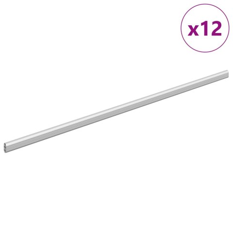 VidaXL Drążek do szafy 12 pcs Srebrny 864 x 15 x 29 mm Stop Aluminium