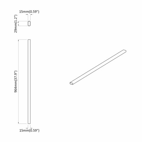 VidaXL Drążek do szafy 12 pcs Srebrny 964 x 15 x 29 mm Stop Aluminium