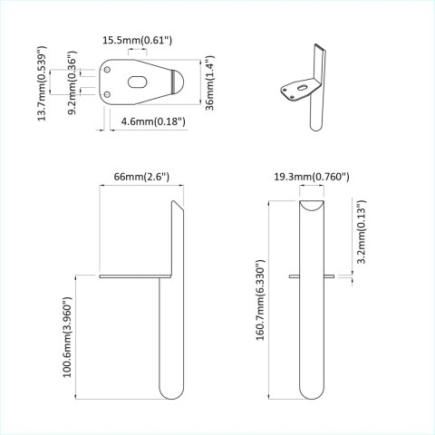 VidaXL Nóżki meblowe 12 pcs Czarny 66 x 36 x 160 mm Żelazo