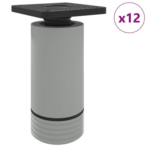 VidaXL Nóżki meblowe Z regulacją 12 pcs Biały 64 x 64 x 100 mm PP