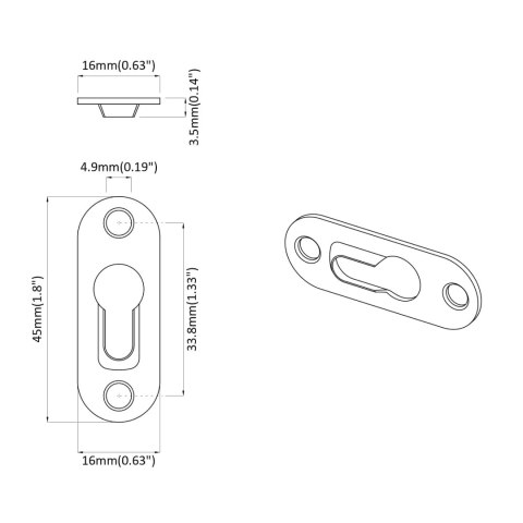 VidaXL Wieszak na otwór 3673 pcs Srebrny 45 x 16 x 3.5 mm Żelazo