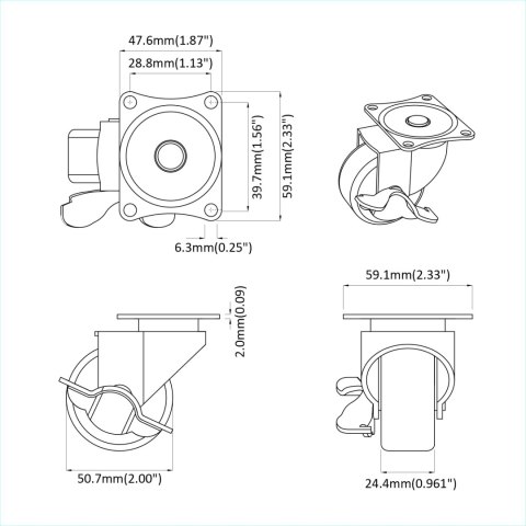 VidaXL Wózek 12 pcs czarno-srebrny 50,7 x 50,7 x 24,4 mm