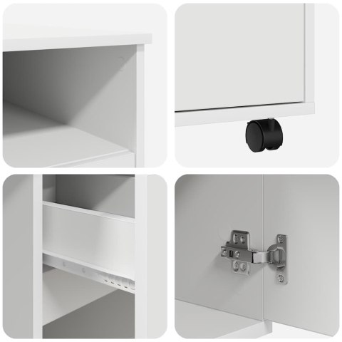 VidaXL Biurko na kółkach Biały 91 x 50 x 77 cm Materiał drewnopochodny