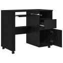 VidaXL Biurko na kółkach z szufladą z półką Czarny Dąb 91 x 50 x 77 cm