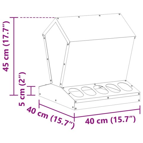 VidaXL Karmnik dla kur Czarny 40 x 40 x 45 cm Stal zimnowalcowana