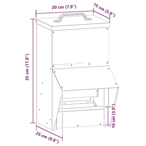 VidaXL Karmnik dla kur Srebrny 20 x 25 x 35 cm Stal Galwanizowana