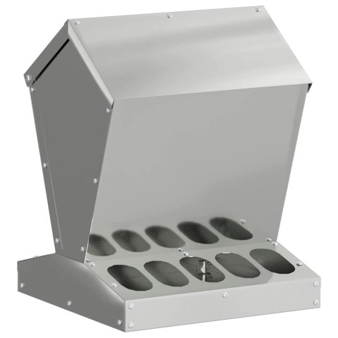 VidaXL Karmnik dla kur Srebrny 30 x 30 x 39 cm Stal Galwanizowana