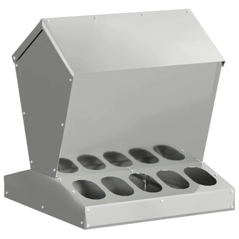 VidaXL Karmnik dla kur Srebrny 40 x 40 x 45 cm Stal Galwanizowana