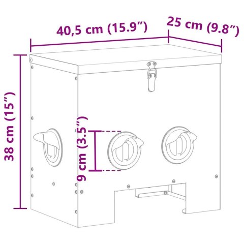 VidaXL Karmnik dla kur Srebrny 40,5 x 25 x 38 cm Stal Galwanizowana