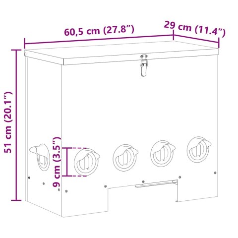 VidaXL Karmnik dla kur Srebrny 60,5 x 29 x 51 cm Stal Galwanizowana