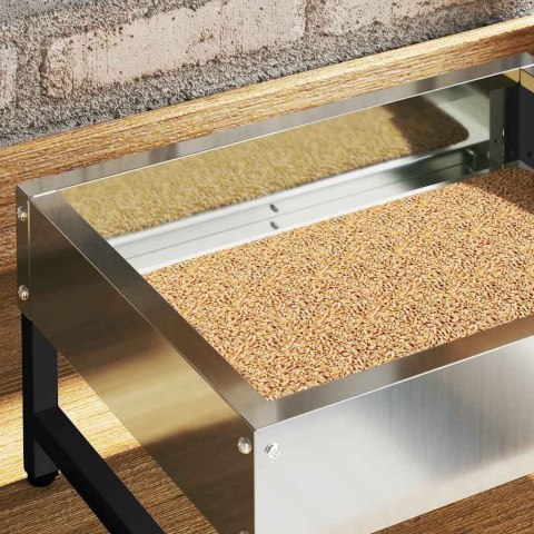 VidaXL Karmnik dla ptaków Srebrny 80 x 28 x 13.5 cm Stal Galwanizowana