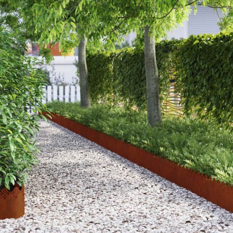 VidaXL Obrzeża trawnikowe 10 pcs Rdzawy 103 x 0,05 x 22 cm