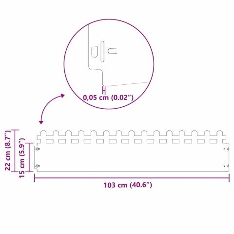 VidaXL Obrzeża trawnikowe 20 pcs Antracyt 103 x 0,05 x 22 cm Stal