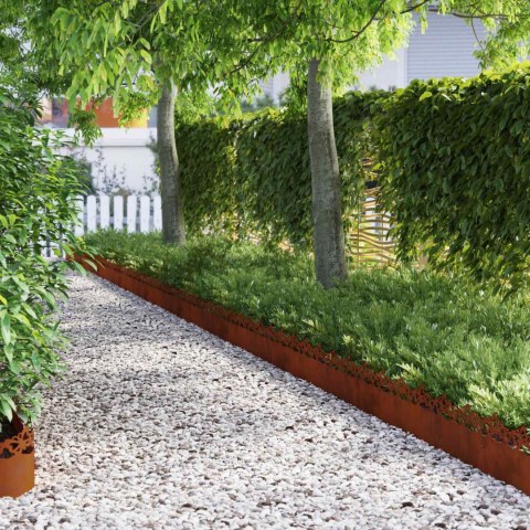 VidaXL Obrzeża trawnikowe 20 pcs Rdzawy 103 x 0,05 x 22 cm