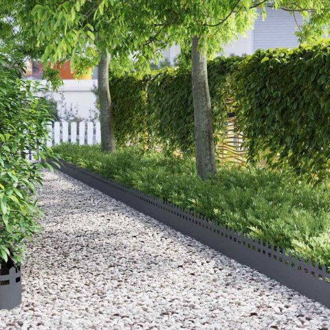 VidaXL Obrzeża trawnikowe 30 pcs Antracyt 103 x 0,05 x 22 cm Stal