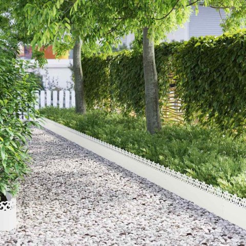 VidaXL Obrzeża trawnikowe 30 pcs Biały 103 x 0,05 x 22 cm Stal
