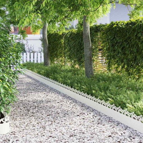VidaXL Obrzeża trawnikowe 30 pcs Biały 103 x 0,05 x 22 cm Stal