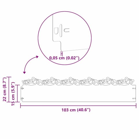 VidaXL Obrzeża trawnikowe 30 pcs Biały 103 x 0,05 x 22 cm Stal