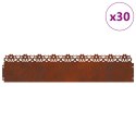 VidaXL Obrzeża trawnikowe 30 pcs Rdzawy 103 x 0,05 x 22 cm