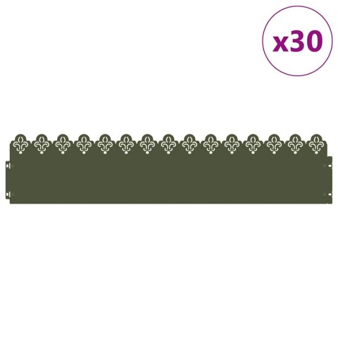 VidaXL Obrzeża trawnikowe 30 pcs Zielony oliwkowy 103 x 0,05 x 22 cm