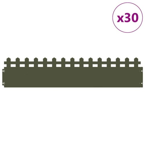 VidaXL Obrzeża trawnikowe 30 pcs Zielony oliwkowy 103 x 0,05 x 22 cm