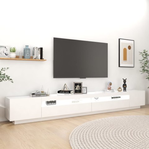 SZAFKA POD TV Z OŚWIETLENIEM LED BIAŁA 300X35X40CM