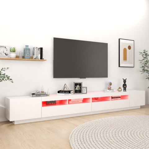 SZAFKA POD TV Z OŚWIETLENIEM LED BIAŁA 300X35X40CM