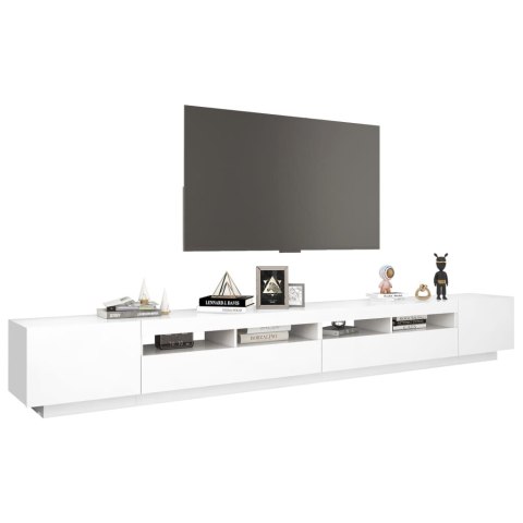 SZAFKA POD TV Z OŚWIETLENIEM LED BIAŁA 300X35X40CM