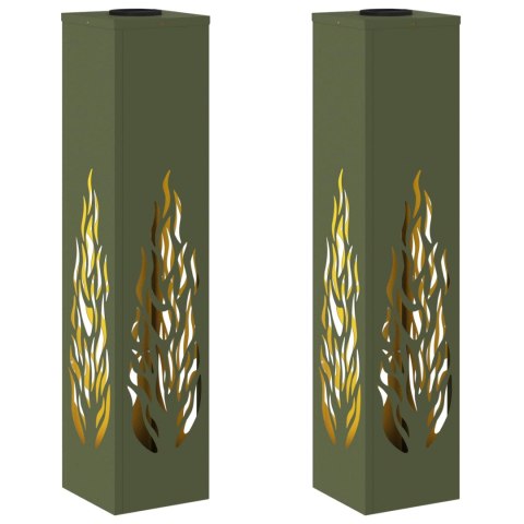 VidaXL Słoneczna LED lampa na ścieżkę 2 pcs Zielony oliwkowy