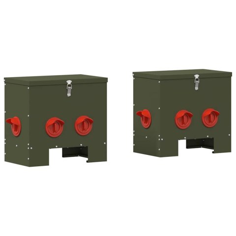 VidaXL Karmnik dla kur 2 pcs Zielony oliwkowy 40,5 x 25 x 38 cm