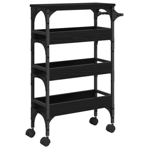 VidaXL Wózek Kuchenny Czarny Dąb 53 x 20 x 76 cm