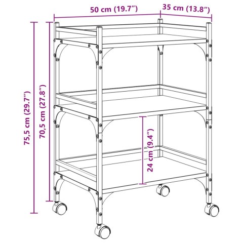 VidaXL Wózek Kuchenny Dąb Sonoma 50 x 35 x 75,5 cm