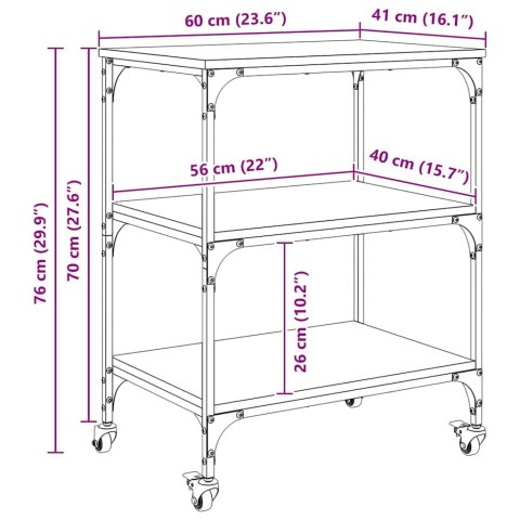 VidaXL Wózek Kuchenny Dąb rzemieślniczy 60 x 41 x 76 cm