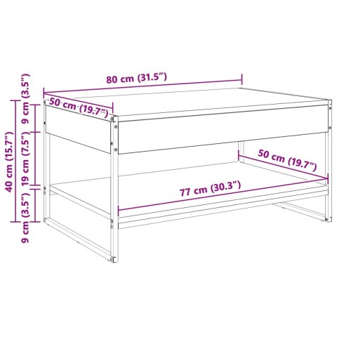 VidaXL Stolik kawowy Czarny Dąb 80 x 50 x 40 cm