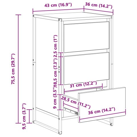 VidaXL Bufet Szary Sonoma 42 x 36 x 75.5 cm Materiał drewnopochodny