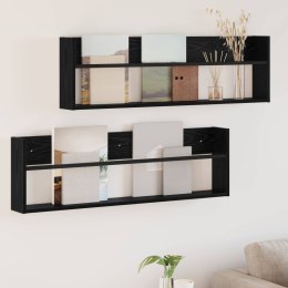 VidaXL Regał na gazety z półką 2 pcs Czarny Dąb 100 x 12 x 30 cm