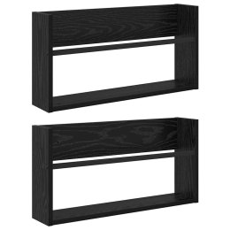 VidaXL Regał na gazety z półką 2 pcs Czarny Dąb 60 x 12 x 30 cm