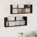 VidaXL Regał na gazety z półką 2 pcs Czarny Dąb 80 x 12 x 30 cm