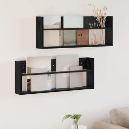 VidaXL Regał na gazety z półką 2 pcs Czarny Dąb 80 x 12 x 30 cm