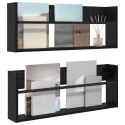 VidaXL Regał na gazety z półką 2 pcs Czarny Dąb 80 x 12 x 30 cm